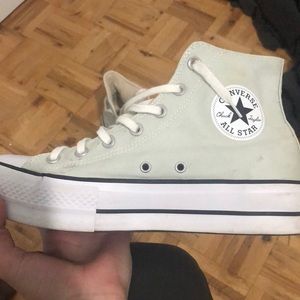 Sage green high top converse